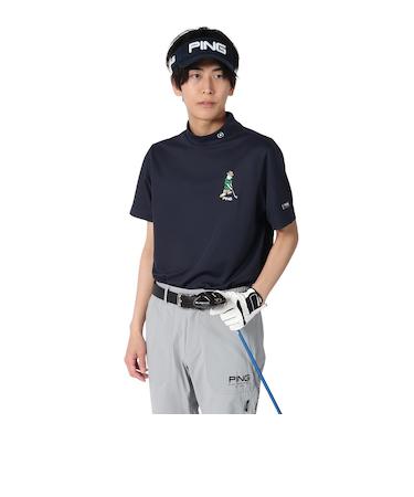 ピン（PING）ゴルフウェア 速乾 軽量 サンベール 鹿の子 半袖ハイネックシャツ 621-5167211-120