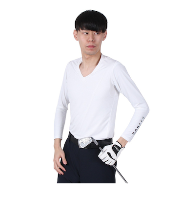 オークリー（OAKLEY）ゴルフウェア インナー 長袖 吸水速乾 接触冷感 ベースレイヤー Vネックベースレイヤー 5.0 FOA407738-100