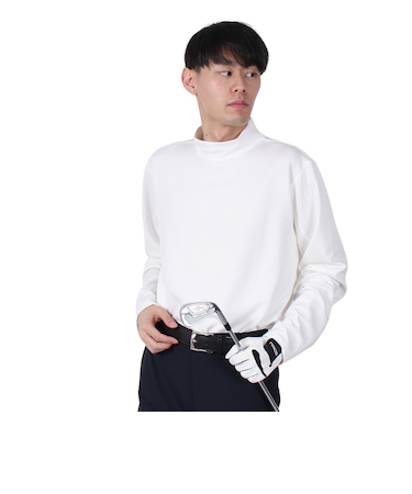 シルバースコット845（SILVERSCOTT845）ゴルフウェア 吸湿発熱 長袖 モックネック シャツ SS24FWT011 WHT