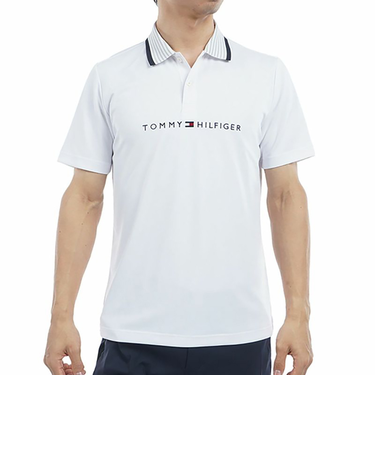 ゴルフウェア 吸水速乾 エッセンシャル ストライプ 半袖ポロシャツ THMA513-WHT