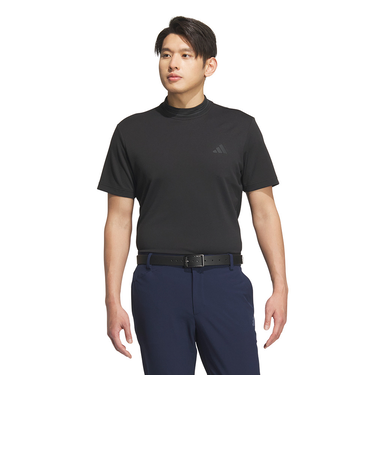 アディダス（adidas）ゴルフウェア スリーストライプス 半袖 モックネックシャツ KVH10-JF6269BLK