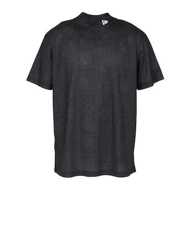 ニューエラ（NEW ERA）ゴルフウェア 吸汗速乾 半袖 鹿の子 ミッドネック Tシャツ Bandana All Over BLK 14391503