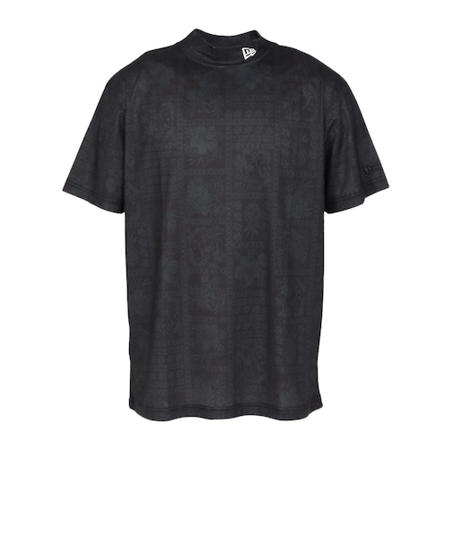 ニューエラ（NEW ERA）ゴルフウェア 吸汗速乾 半袖 鹿の子 ミッドネック Tシャツ Bandana All Over BLK 14391503