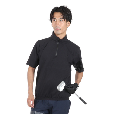 ハーレー（HURLEY）ゴルフウェア レインウェア 撥水 防水 耐水 半袖プルオーバー ファントムレイン MJK2200003-BLK