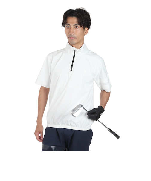 ハーレー（HURLEY）ゴルフウェア レインウェア 撥水 防水 耐水 プルオーバー 半袖シャツ PHANTOM MJK2200003-OWHT