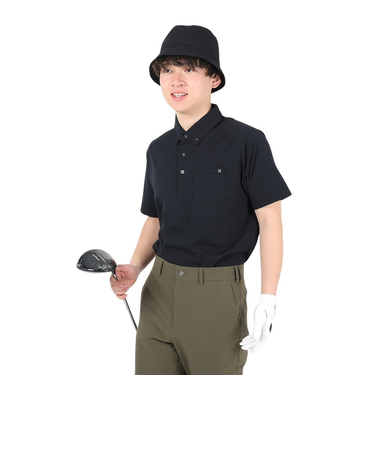 ハーレー（HURLEY）ゴルフウェア 吸汗速乾 UVカット PHANTOM 半袖 ポロシャツ MKT2200007-BLK