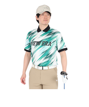 ニューエラ（NEW ERA）ゴルフウェア 吸汗速乾 抗菌 半袖 鹿の子ポロシャツ Palm Leaf Camo エメラルドグリーン 14391487