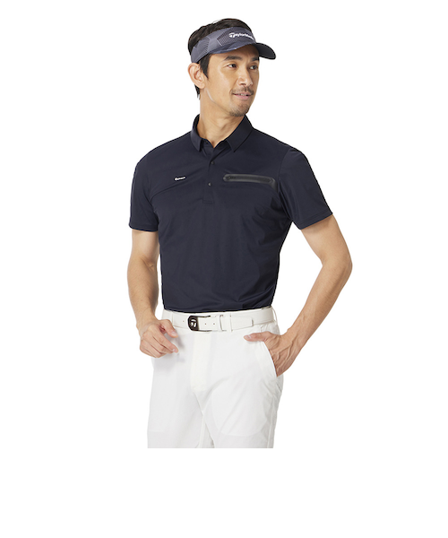 TaylorMade ゴルフウェア ポロシャツ ブラック 半袖 吸汗速乾 M テーラーメイド（TAYLORMADE）ゴルフウェア 吸汗速乾 遮熱