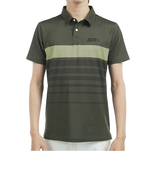 アドミラル ゴルフ（Admiral GOLF）ゴルフウェア 吸水速乾 グラデーションボーダー プリント 半袖ポロシャツ ADMA519-OLV
