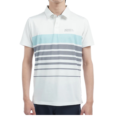 アドミラル ゴルフ(Admiral GOLF)ゴルフウェア 吸水速乾 グラデーションボーダー プリント 半袖ポロシャツ ADMA519-WHT