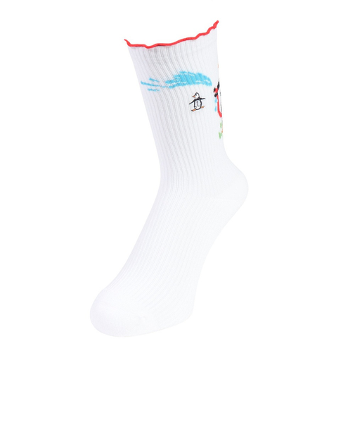 マンシング（MUNSING）ゴルフ ミドル丈 メロウ仕様キャラクターペンギン柄ソックス MG5SSO22L WH00