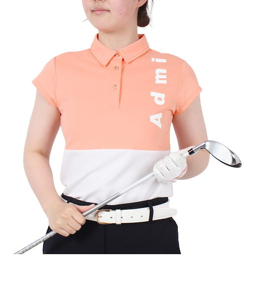 アドミラル ゴルフ（Admiral GOLF）ゴルフウェア 吸水速乾 カノコ ブロッキング 半袖 キャップスリーブポロシャツ ADLA528-CPNK