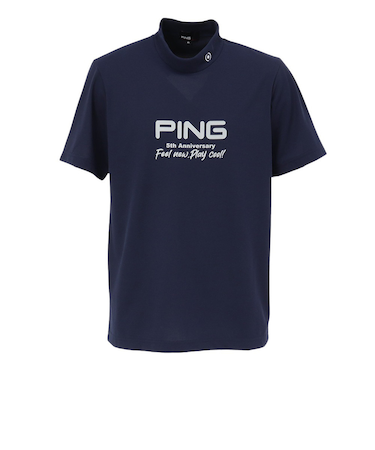 ピン（PING）ゴルフウェア モックネック プレーティング天竺 半袖ハイネックシャツ 621-5167307-120