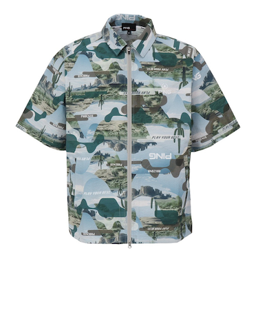 ピン（PING）ゴルフウェア シアサッカー 半袖 フルジップシャツ 621-5111301-180