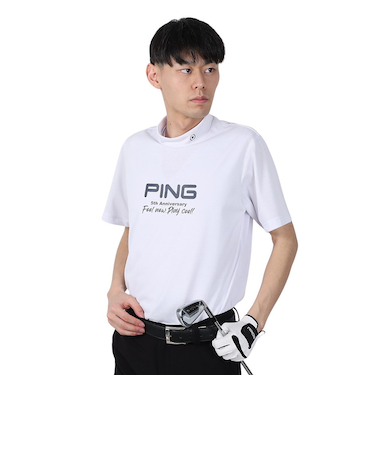 ピン（PING）ゴルフウェア モックネック プレーティング天竺 半袖ハイネックシャツ 621-5167307-030