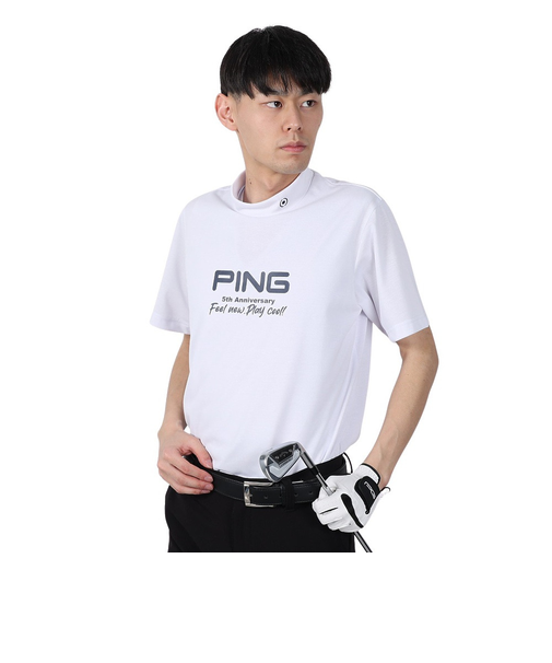 ピン（PING）ゴルフウェア モックネック プレーティング天竺 半袖ハイネックシャツ 621-5167307-030