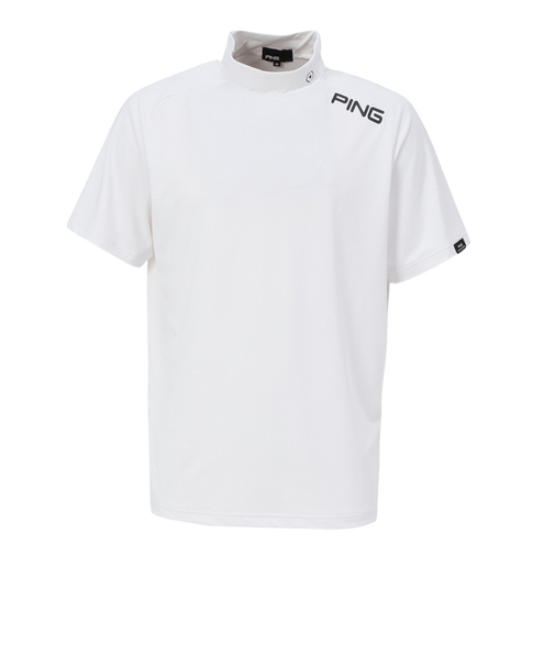 ピン(PING)ゴルフウェア モックネック 半袖 メッシュパネル ジャカード ハイネックシャツ 621-5167201-030