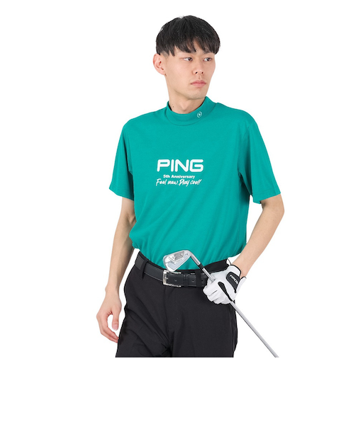 ピン（PING）ゴルフウェア モックネック 半袖 メンズ プレーティング天竺 半袖ハイネックシャツ 621-5167307-111