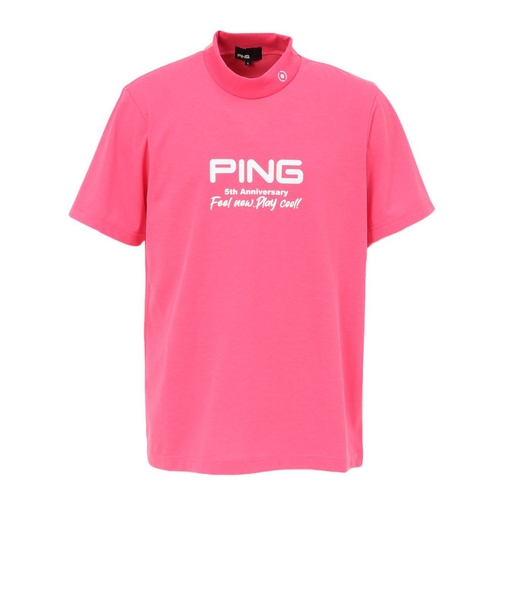 ピン(PING)ゴルフウェア モックネック 半袖 メンズ プレーティング天竺 半袖ハイネックシャツ 621-5167307-090