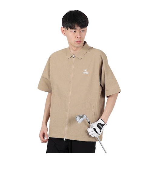 ピン（PING）ゴルフウェア シアサッカー 半袖フルジップシャツ 621-5111301-040