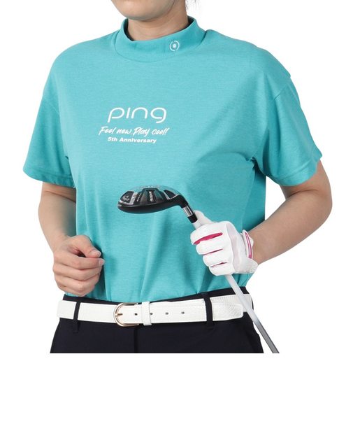 ピン（PING）ゴルフウェア 吸水速乾 遮熱 プレーティング天竺 半袖 ハイネックシャツ 622-5167306-110