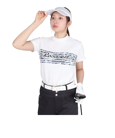 ROSASENゴルフウェア 吸水速乾 ストレッチカノコインレー 半袖 モックネック 045-22741-005-24AW