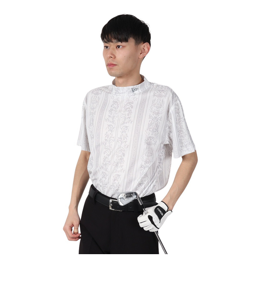 ニューエラ（NEW ERA）ゴルフウェア 吸汗速乾 抗菌 半袖 ミッドネック 鹿の子 Tシャツ Bandana All Over 14391502