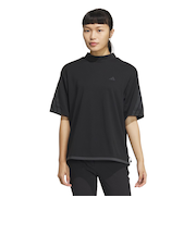 アディダス（adidas）ゴルフウェア 吸湿 スリーストライプス ボックスシルエット 半袖 モックネックシャツ KTI91-JF4607BLK
