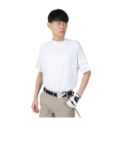 ハーレー（HURLEY）ゴルフウェア 軽量 通気性 ファントム メッシュ アイコン 半袖 モックネックシャツ MGPS251111-WHT