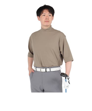 シルバースコット845（SILVERSCOTT845）ゴルフウェア 吸水速乾 WAFFLE 半袖 モックネックシャツ SS25SST007 BEG