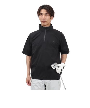 ハーレー（HURLEY）ゴルフウェア アウター 撥水 防風 ファントム レイン 半袖 プルオーバー MGRN251099-BLK