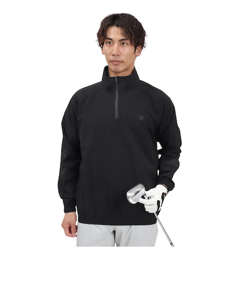 ハーレー（HURLEY）ゴルフウェア アウター 撥水 防風 ファントム レイン 長袖 プルオーバー MGRN251098-BLK