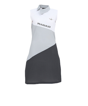 ゴルフウェア ノースリーブ ポロ ワンピース GST190 WHT