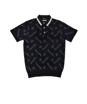 ゴルフウェア 速乾 モノグラム ニット 半袖 ポロシャツ BE12KNPS09-M