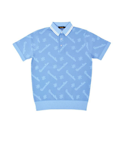 ゴルフウェア 速乾 モノグラム ニット 半袖 ポロシャツ BE12KNPS09-M