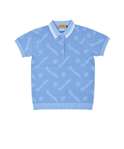 ゴルフウェア 速乾 モノグラム ニット 半袖 ポロシャツ BE12KNPS09-W