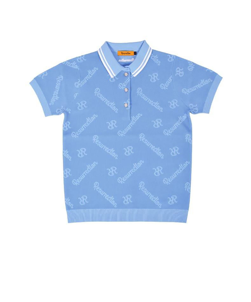 ゴルフウェア 速乾 モノグラム ニット 半袖 ポロシャツ BE12KNPS09-W