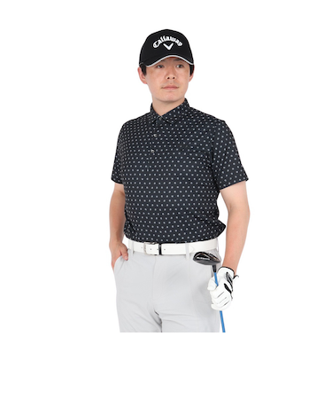 キャロウェイ(CALLAWAY)ゴルフウェア ミニフラワープリント ハイゲージ鹿の子半袖シャツ C25234102-1010