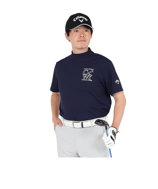 キャロウェイ（CALLAWAY）ゴルフウェア 吸汗速乾 半袖 ハイゲージ鹿の子モックネックシャツ C25234100-1120