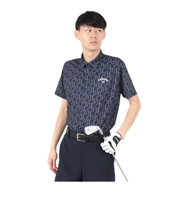 キャロウェイ（CALLAWAY）ゴルフウェア 吸汗速乾 ロゴプリント 鹿の子 半袖 ポロシャツ C25234103-1120