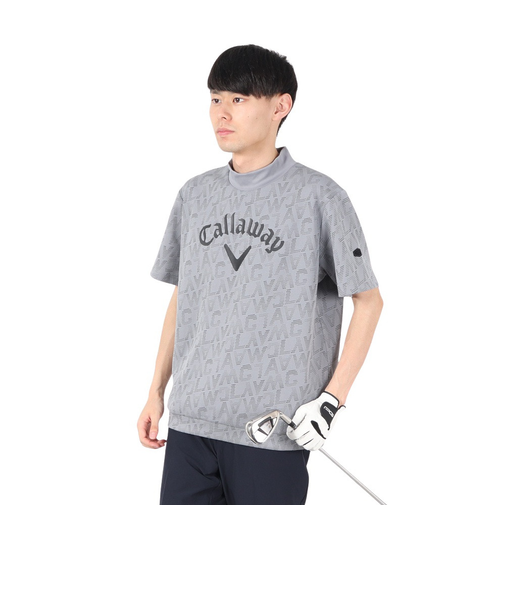 キャロウェイ（CALLAWAY）ゴルフウェア モックネック ロゴプリントハーフゲージ半袖スウェットシャツ C24217103-1020