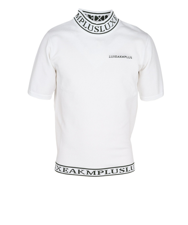 ゴルフウェア カラーロゴ 半袖ニットTシャツ LAK-25001white