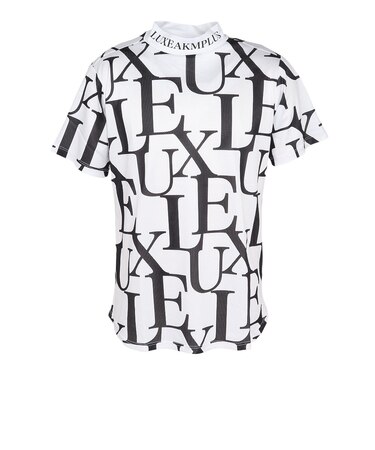 ゴルフウェア 総柄半袖モックネックTシャツ LAT-25004white