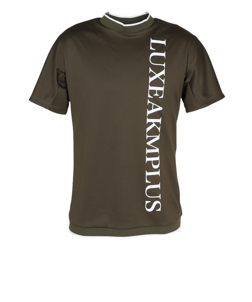 ゴルフウェア バーチカルロゴ半袖モックネックTシャツ LAT-25001khaki