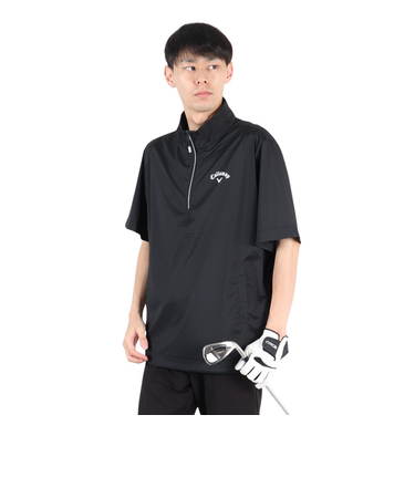 キャロウェイ（CALLAWAY）ゴルフウェア 半袖 ストレッチ ミニリップ ハーフジップブルゾン C25216100-1010