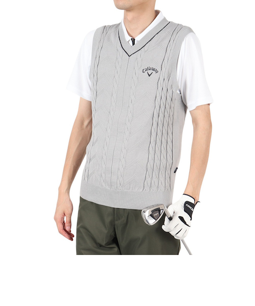 キャロウェイ（CALLAWAY）ゴルフウェア Vネックケーブルニット