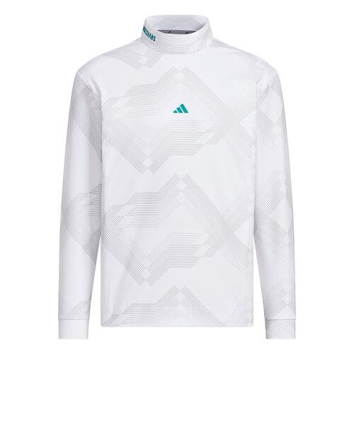 新品　アディダス　adidas ゴルフ　モックネック　ホワイト　M アディダス ゴルフ 半袖 モックネックシャツ BOSジャカード