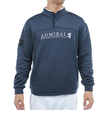アドミラル ゴルフ（Admiral GOLF）ゴルフウェア 裏起毛 カルイシ ハーフドットボタン 長袖スウェット ADMA571-NVY