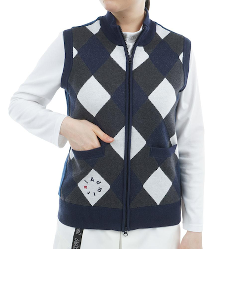 アドミラル ゴルフ（Admiral GOLF）ゴルフウェア アーガイル バックボアジップベスト ADLA576-NVY