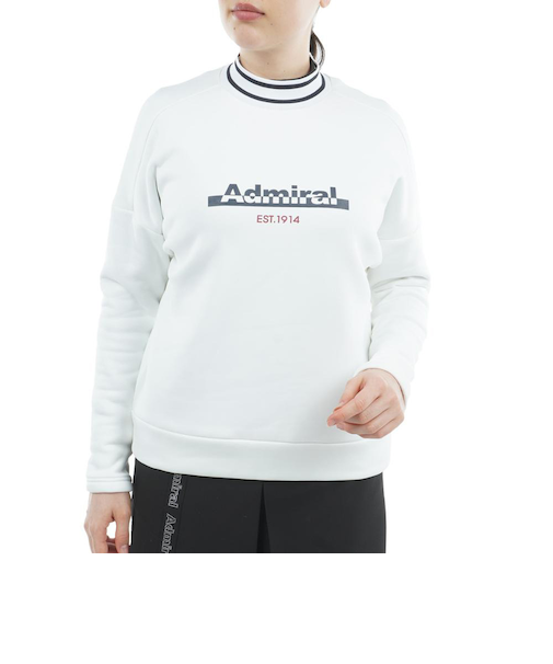 アドミラル ゴルフ（Admiral GOLF）ゴルフウェア 裏起毛 軽量 カルイシ 長袖モックネックスウェット ADLA572-WHT